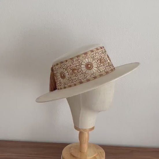 Wide Brim Boater Hat | Wide Brim Fedora | Wide Brim Hat Women | Hat For Women | Fedora Hat | Suede Hat | TULIP