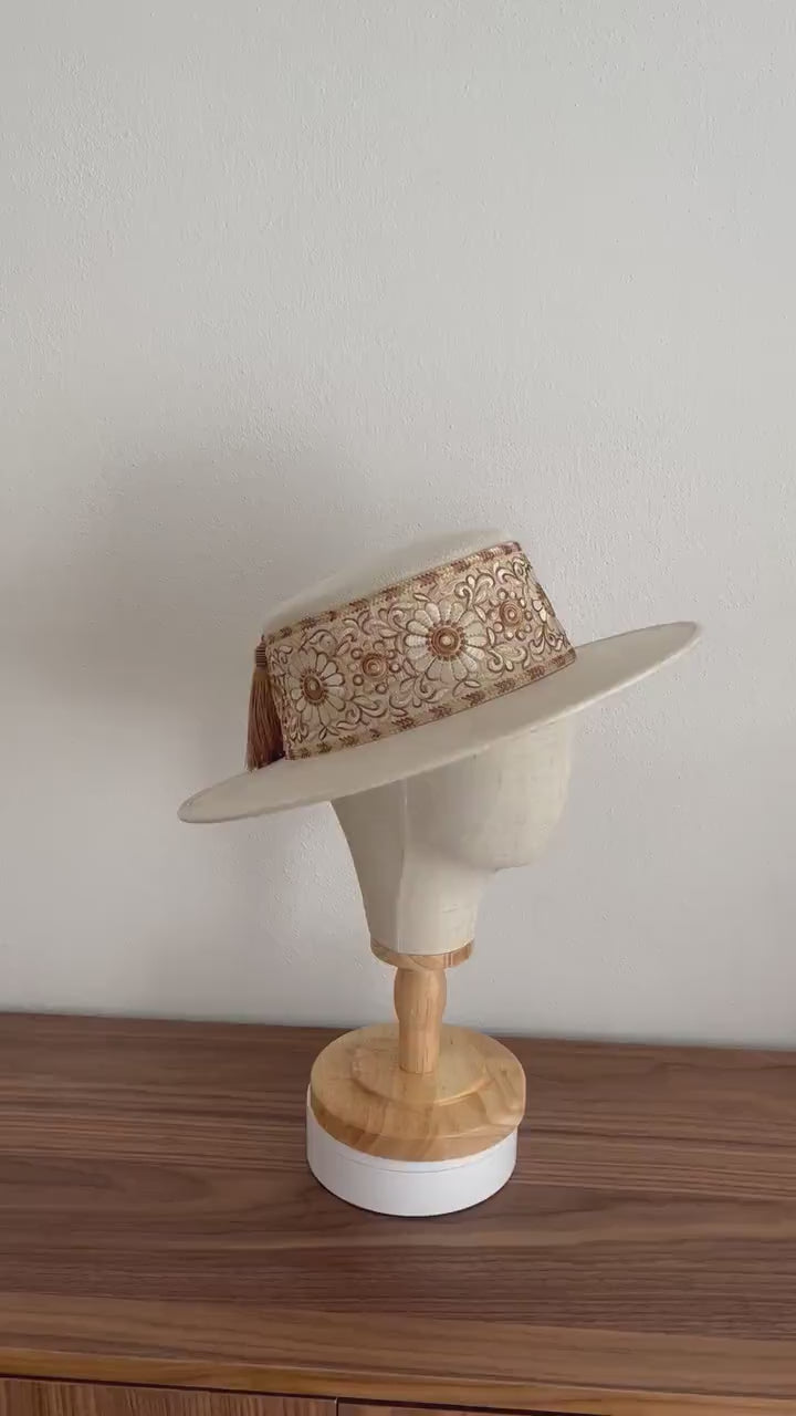 Wide Brim Boater Hat | Wide Brim Fedora | Wide Brim Hat Women | Hat For Women | Fedora Hat | Suede Hat | TULIP