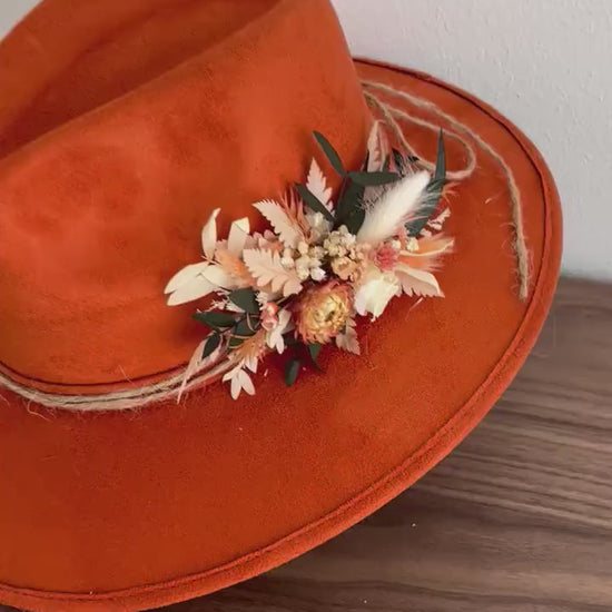 Dried Flowers Fedora | Wide Brim Fedora | Wide Brim Hat Women Men | Hat For Women Men | Fedora Hat | Hat Flowers | ALLIUM