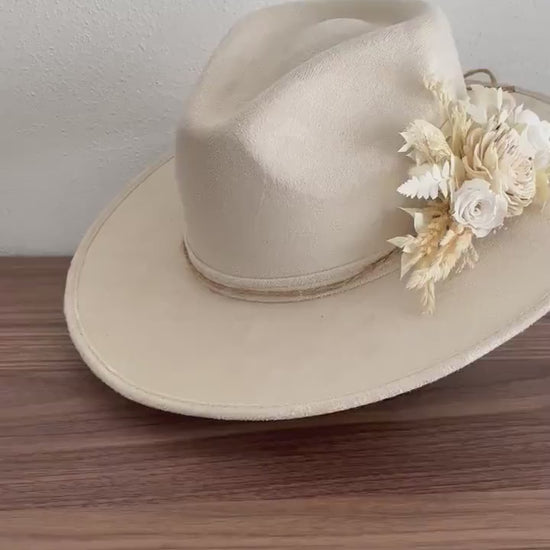 Dried Flowers Fedora | Wide Brim Fedora | Wide Brim Hat Women Men | Hat For Women Men | Fedora Hat | Hat Flowers | LILY