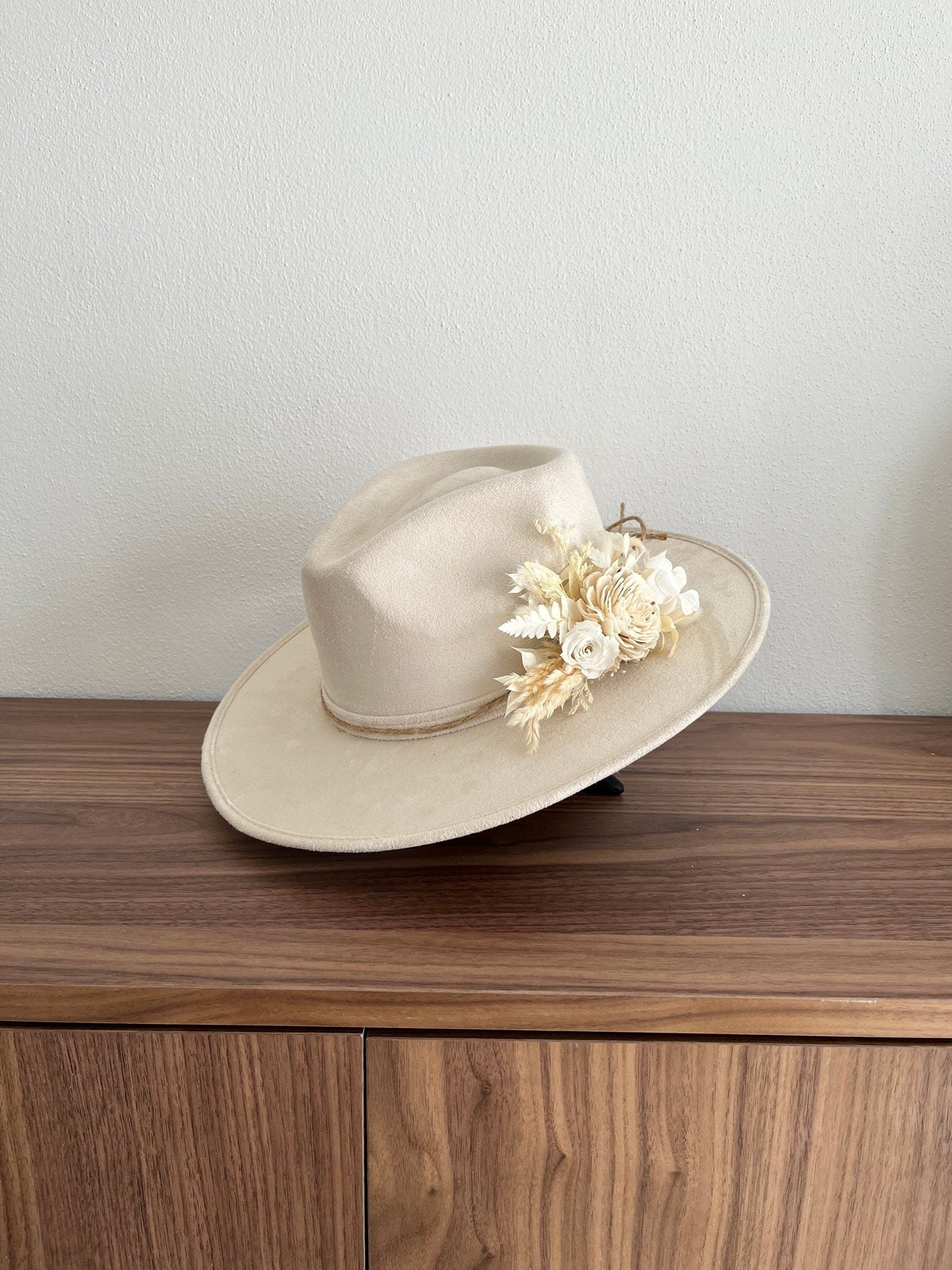 Dried Flowers Fedora | Wide Brim Fedora | Wide Brim Hat Women Men | Hat For Women Men | Fedora Hat | Hat Flowers | LILY