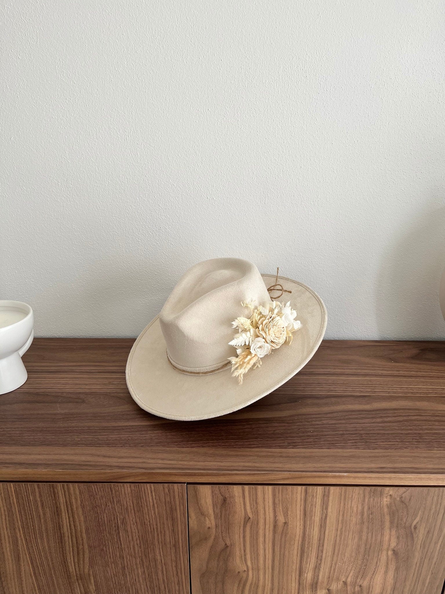 Dried Flowers Fedora | Wide Brim Fedora | Wide Brim Hat Women Men | Hat For Women Men | Fedora Hat | Hat Flowers | LILY